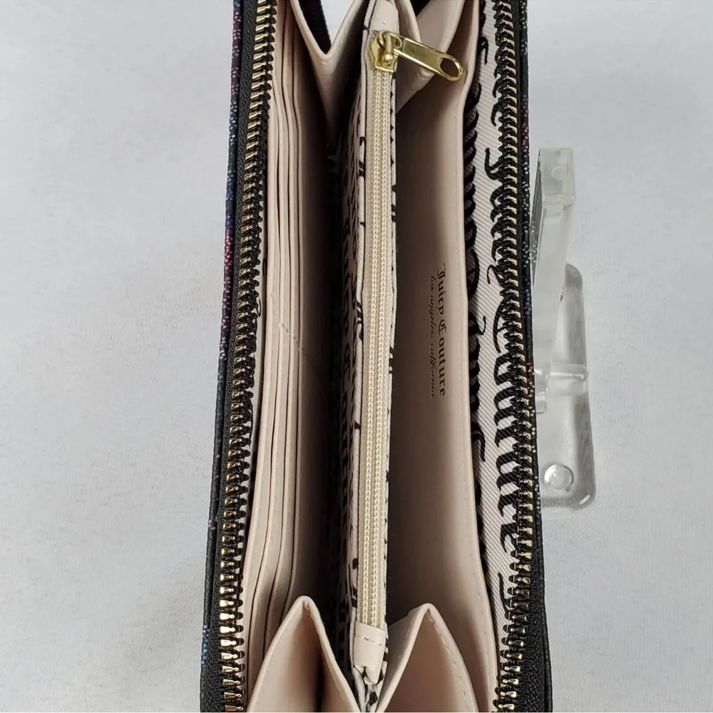 Juicy Couture Black Rainbow Logo Zip Wallet